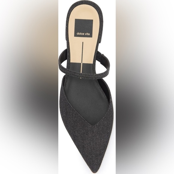 NEW Dolce Vita Black Denim Mule Flats - Picture 5 of 7